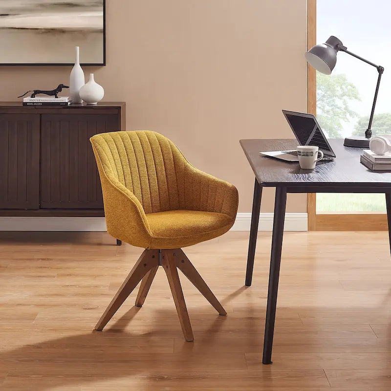 Fauteuil de bureau moderne pivotant avec pieds en bois