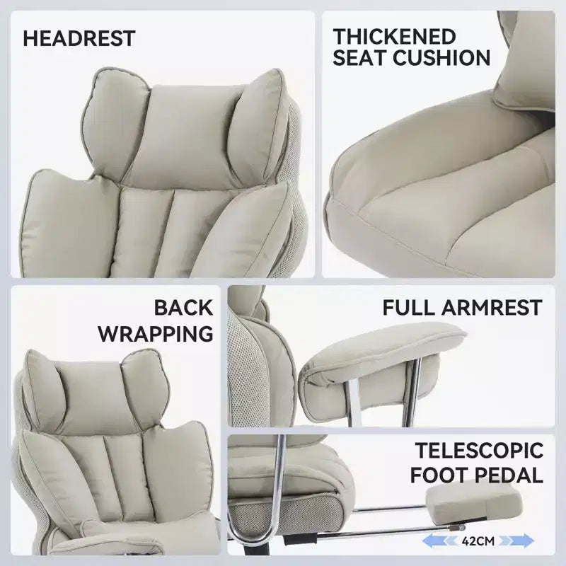 Efomao Ergonomic Desk Office Chair 400LBS, Big and Tall PU Leather Computer Chair, Executive Desk Chair with Footrest and Lumbar Support