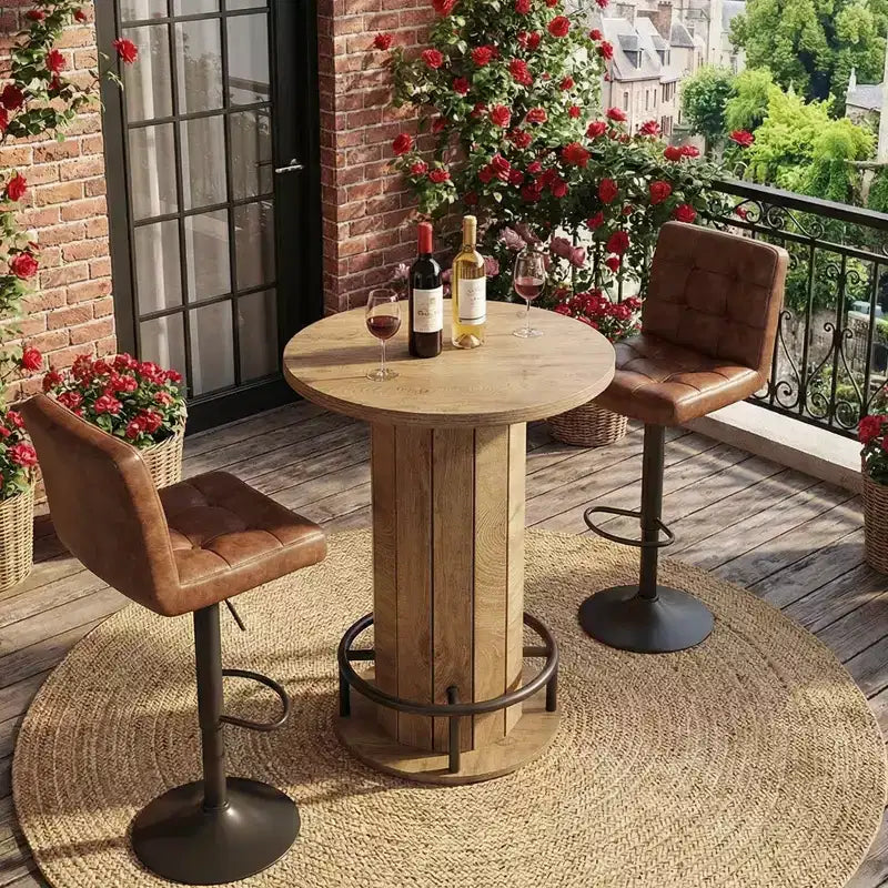 Industrial-Farmhouse Round Bistro Bar Table for Home Cafe & Office, Easy Assembly