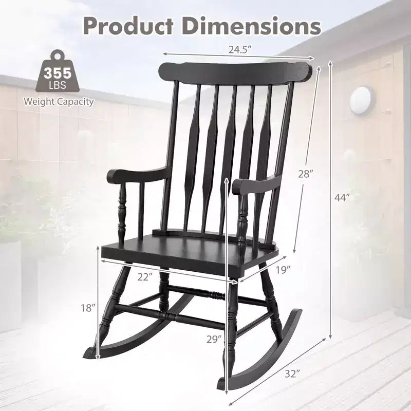 Costway Set of 2 Wood Rocking Chair Glossy Finish White\ Coffe