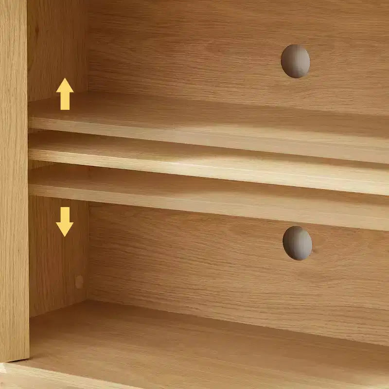 JVNOXK Buffet meuble de rangement meuble TV avec motif vague Buffet Armoire rayée verticale en bois pour cuisine/chambre/entrée. Naturel