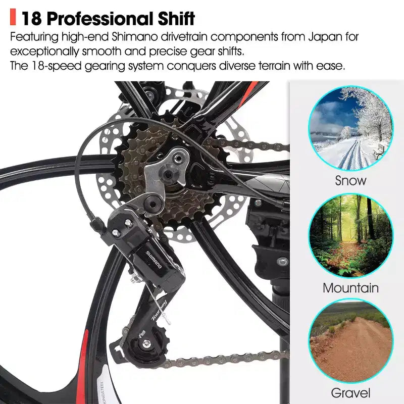 HILAND 26 Mountain Bike for Men Women, 3/6/Multi-Spokes Wheel, 18 Speeds