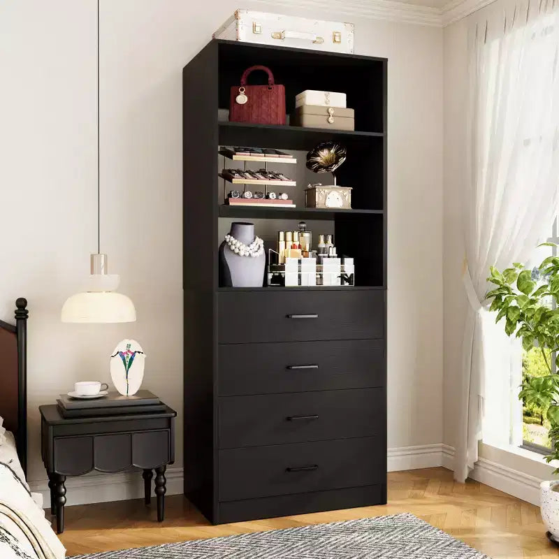 Closet Organizer System with Wood Drawers and Shelves