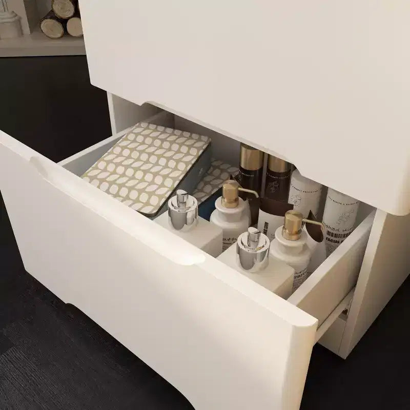 Famapy White Foldable Storage Vanity - Compact Makeup Table with Organization
