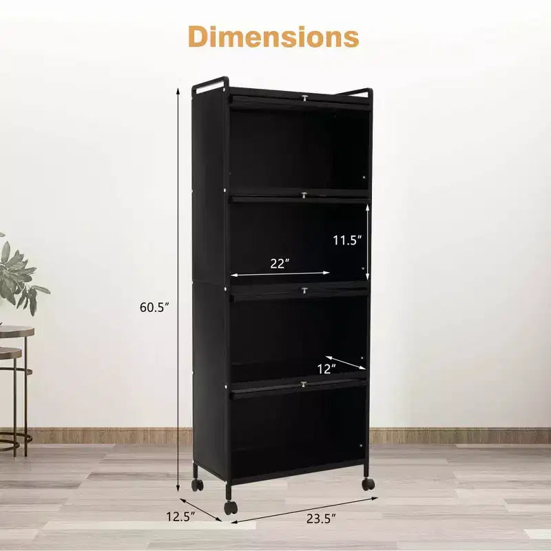 Costway 5-Tier Kitchen Bakers Rack Storage Cabinet Mobile Microwave Stand Flip-up Doors White/Black/Grey/Green
