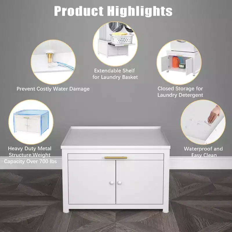 Socle robuste pour lave-linge et sèche-linge en métal, noir/blanc – Unité simple, anti-vibration