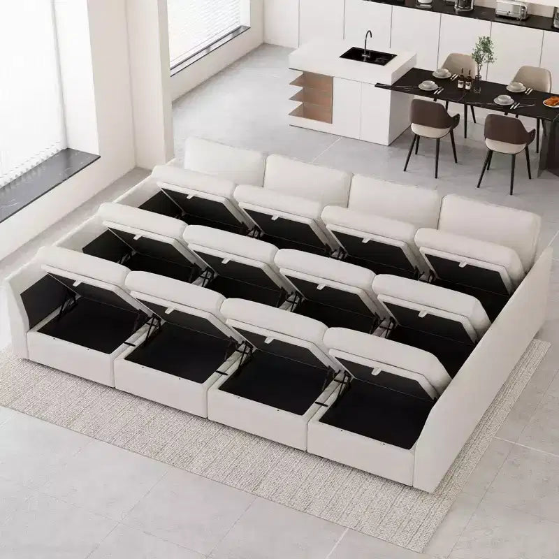 Belffin Chenille Ottoman Module - Modular Storage Footrest with Skin-Friendly Fabric & Quick-Install Design