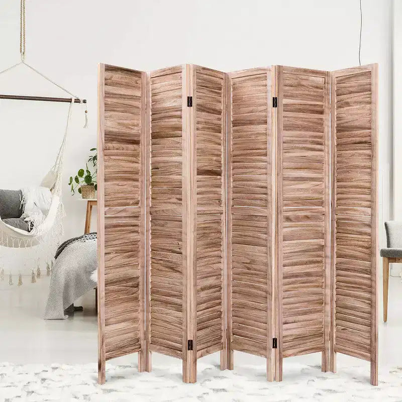 67 High 6 Panel Room Divider Furniture Classic Venetian Wooden Slat Home
