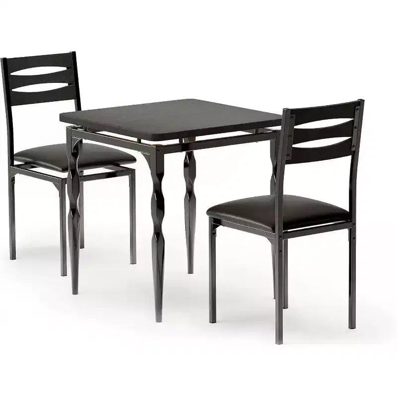 3-Piece Dining Set for Small Spaces, Table & 2 Chairs with Spiral Legs, Compact Kitchen Table Set for Apartments