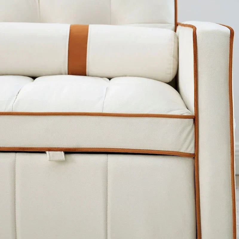 Velvet Multi-Functional Pull-Out Sofa Bed Adjustable Reclining Backrest With Pillows - N/A