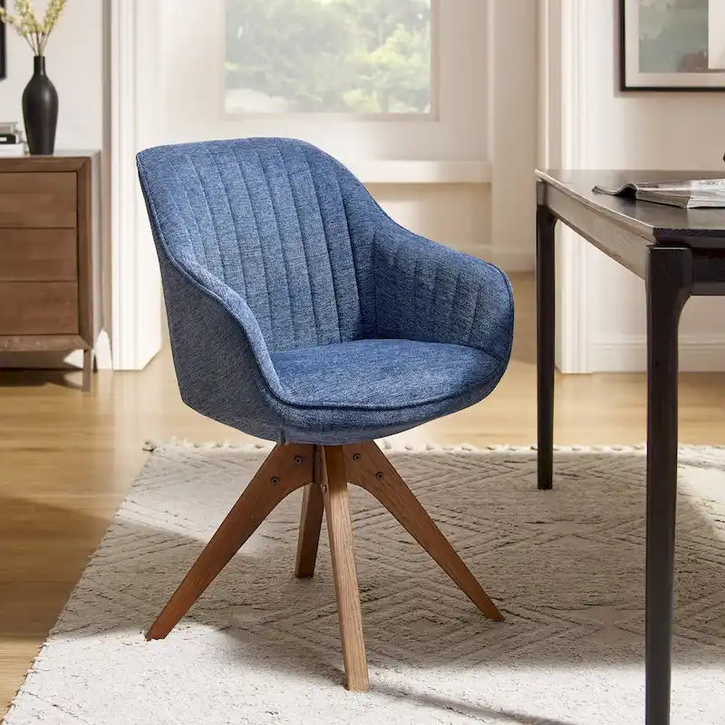 Fauteuil de bureau moderne pivotant avec pieds en bois