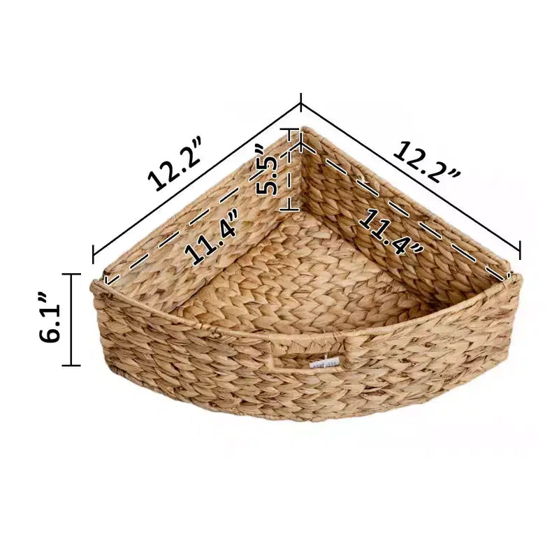 eHemco Hampton Meadows 4 Tier X-Side Corner Storage End Table with 4 Wicker Baskets