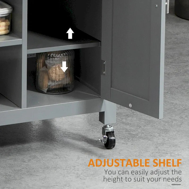 HOMCOM Compact Kitchen Island Cart on Wheels, Rolling Utility Trolley Cart with Storage Shelf & Drawer for Dining Room