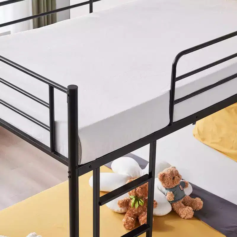 Karl Home Twin Over Twin Steel Bunk Bed Frame Ladder Bedroom Dorm Room for Kids Adult Children