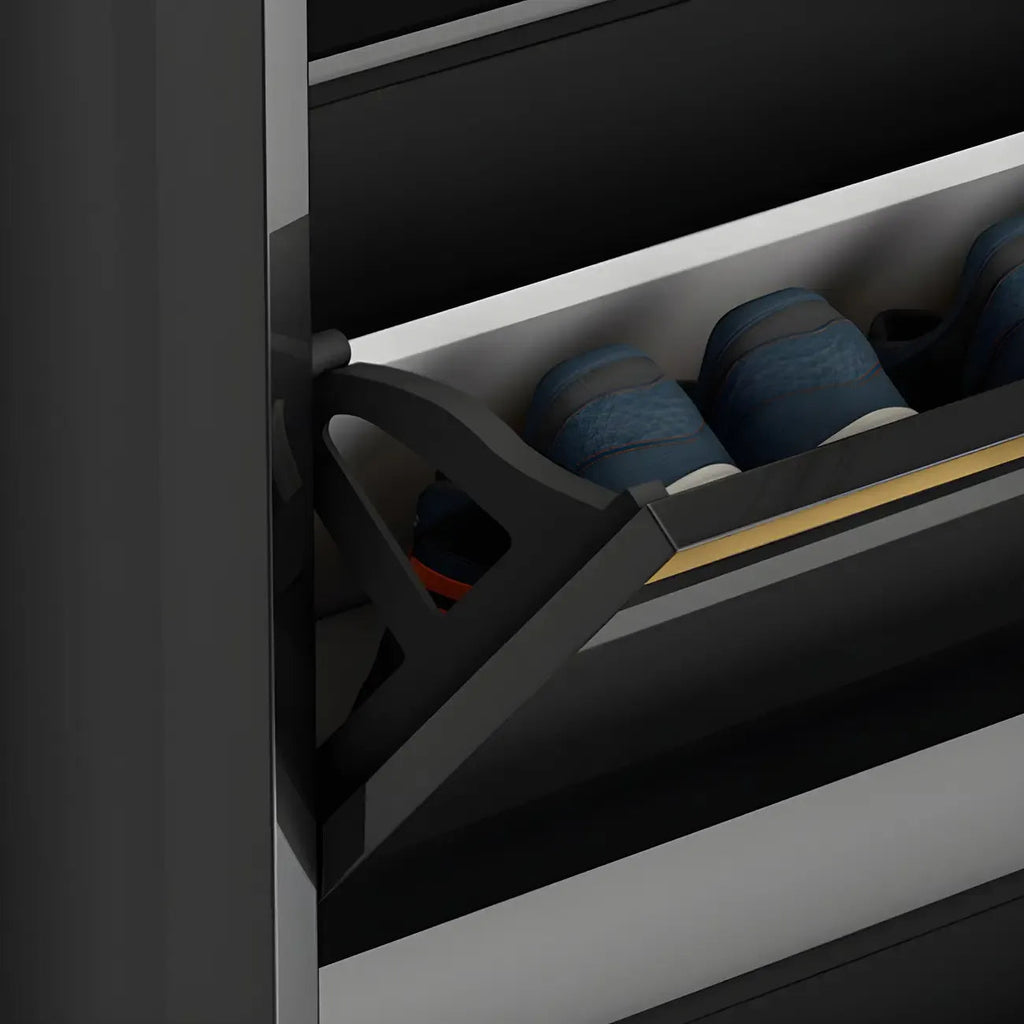Entryway Glam Black Shoe Storage with Adjustable Shelves