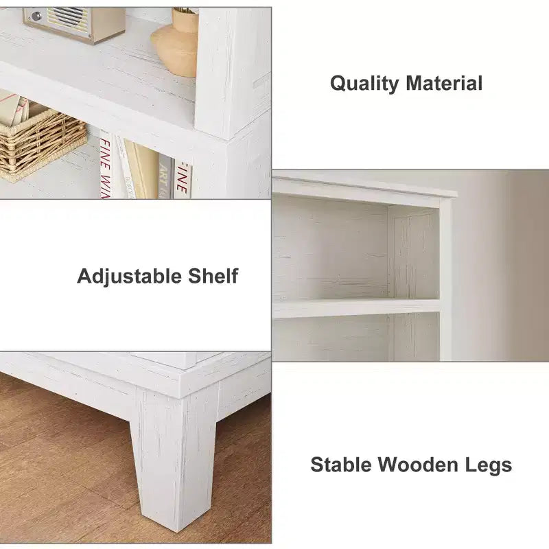 GustoWave 71 Tall Bookcase w/Adjustable Shelves 31.5in Width Wooden Bookshelf 5 Tier Farmhouse Bookshelves Vintage Bookcase