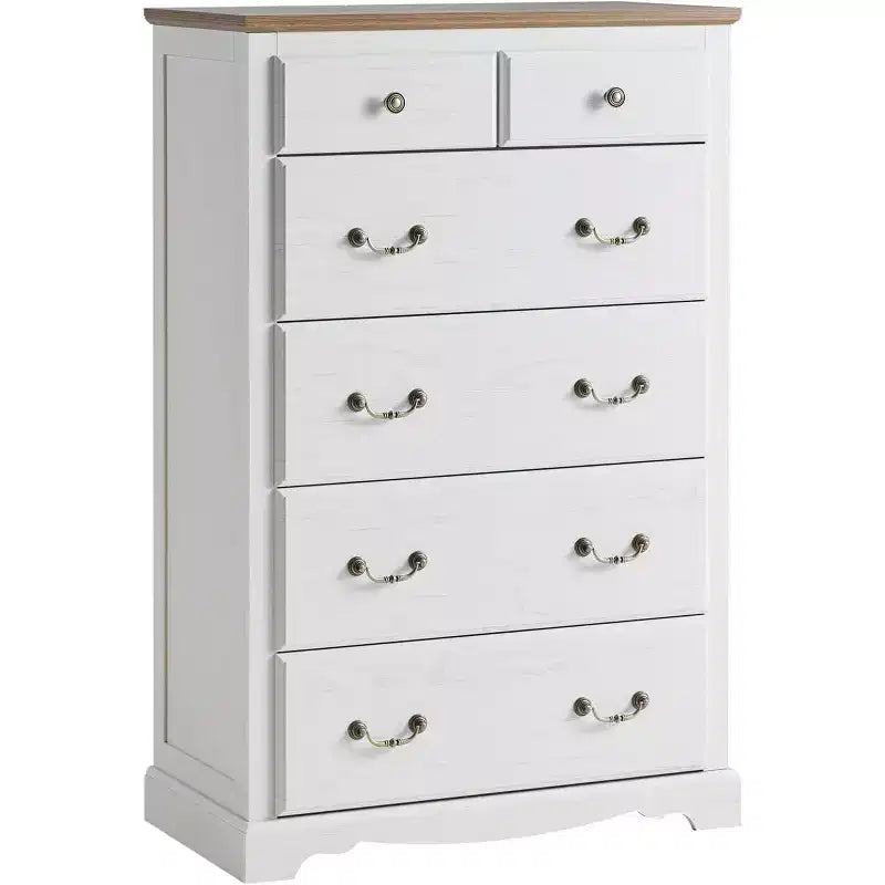 AMERLIFE Drawer Dresser, Farmhouse Chest of Drawers with Vintage Metal Handle