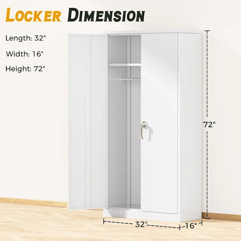72 Tall Metal Lockable Wardrobe Armoire Storage Cabinet Locker with Hanging Rod for Garage, Gym, Home Office