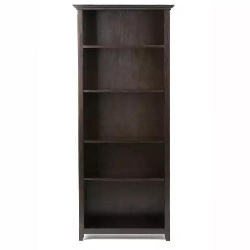 70 Five-Shelf Solid Wood Bookcase - Lacquered Pine, 4 Adjustable Shelves