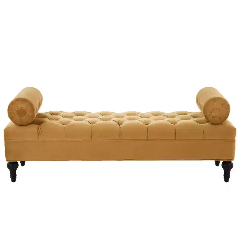 Modern End of Bed Bench for Bedroom, Velvet Upholstered Window Bench with 2 Detachable Pillows for Living Room or Entryway-Panipeachy