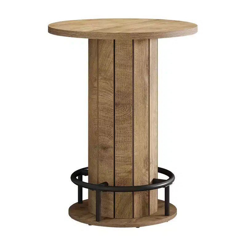 Industrial-Farmhouse Round Bistro Bar Table for Home Cafe & Office, Easy Assembly