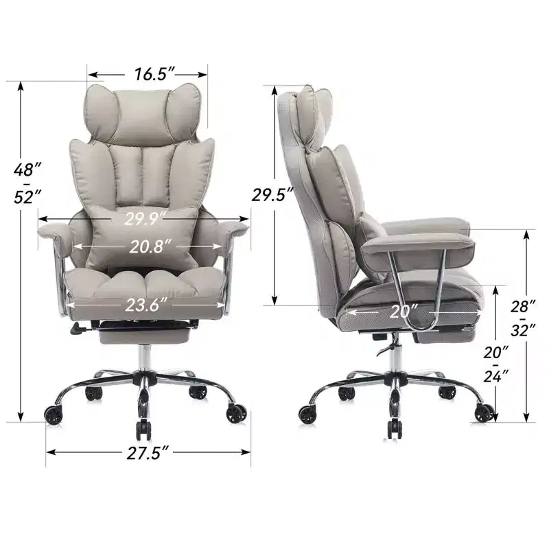 Efomao Ergonomic Desk Office Chair 400LBS, Big and Tall PU Leather Computer Chair, Executive Desk Chair with Footrest and Lumbar Support