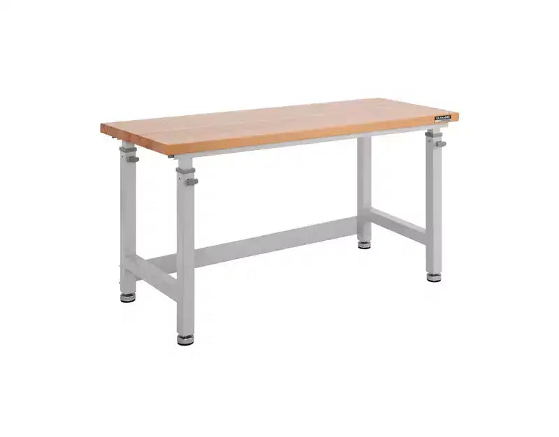 Heavy Duty 60 Adjustable Height Workbench Table with Wood Top