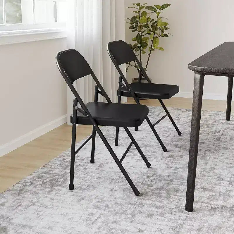 8-piece set of all-steel folding chairs with backrests, heavy-duty metal foldable dining chair set, 350 lbs capacity, suitable for indoor and outdoor
