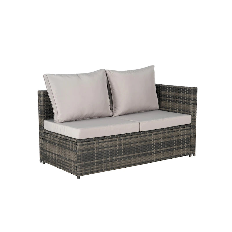 6-Piece Wicker Sectional Sofa Set with Corner & Glass Table