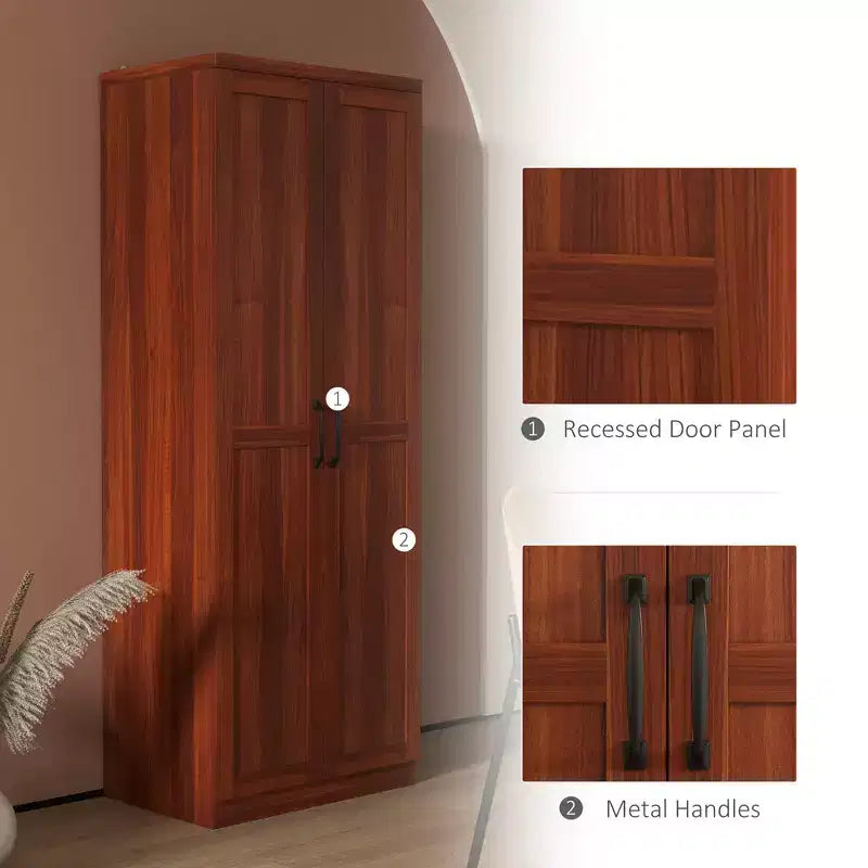 63 2-Door Kitchen Pantry, Freestanding Storage Cabinet with 5-tier Shelving and 2 Adjustable Shelves for Dining Room