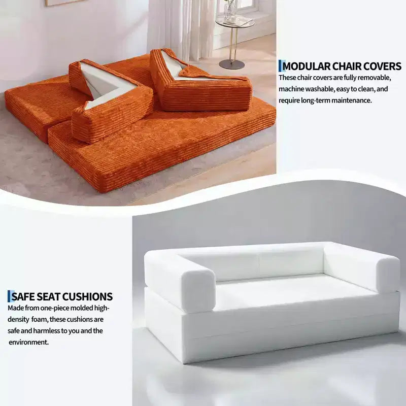 80.7 5-in-1 Convertible Sleeper Sofa Bed aï¿?Corduroy, 1200 lbs, No Assembly