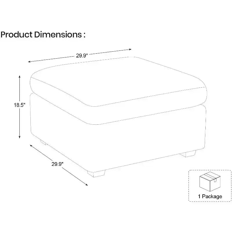 Belffin Chenille Ottoman Module - Modular Storage Footrest with Skin-Friendly Fabric & Quick-Install Design