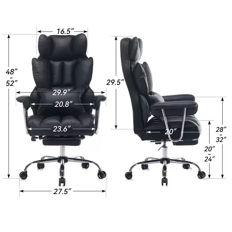 Efomao Ergonomic Desk Office Chair 400LBS, Big and Tall PU Leather Computer Chair, Executive Desk Chair with Footrest and Lumbar Support