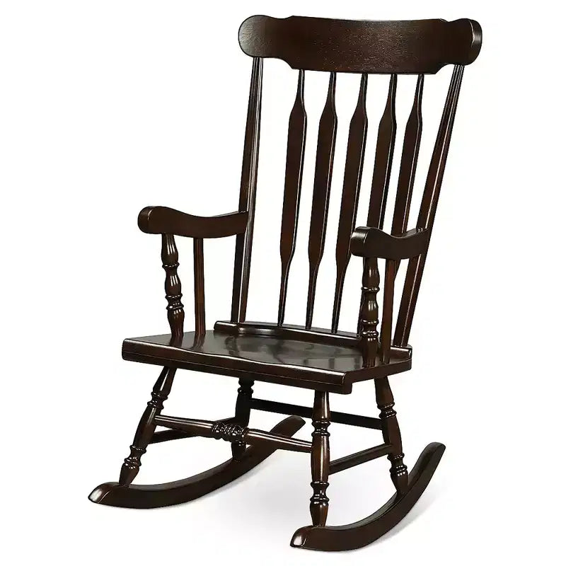 Costway Set of 2 Wood Rocking Chair Glossy Finish White\ Coffe