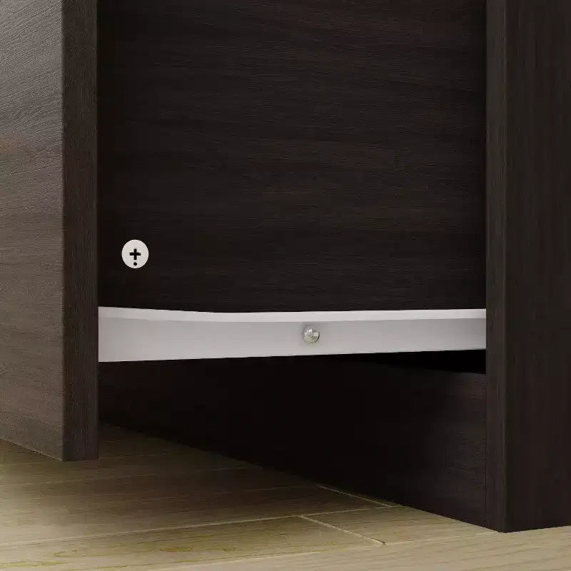 Hitow Armoire Double Drawer Mirrored Door Closet Zoned Storage