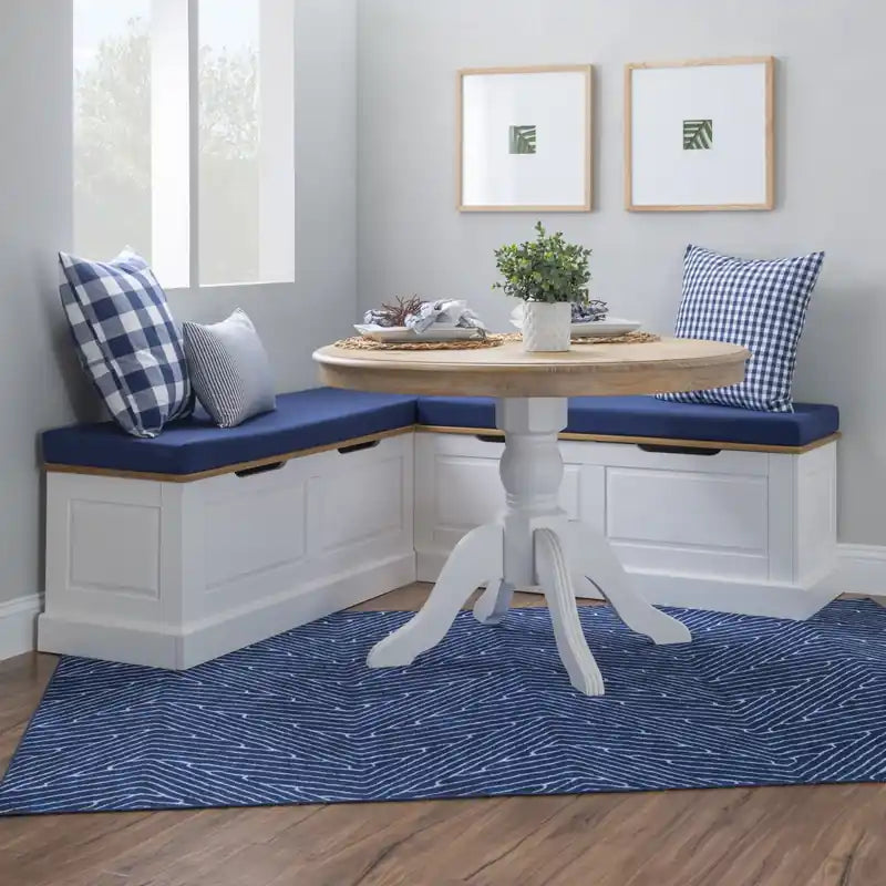 Backless Corner Nook Dining Bench - Natural and White