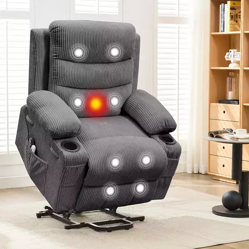 Lift Recliner Chair with Massage & Heat, Oversized Power Recliners, Home Theater Seat with 2 Cup Holders Side, Glider Reclining Single Sofa Chair
