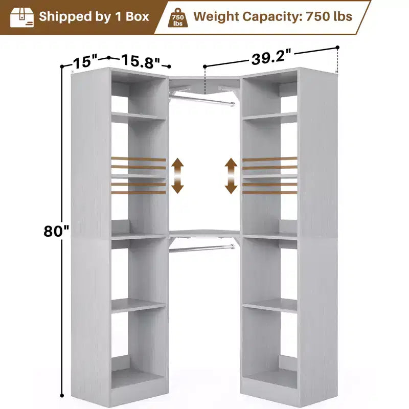 Besiost Corner Closet System with 12 Shelves