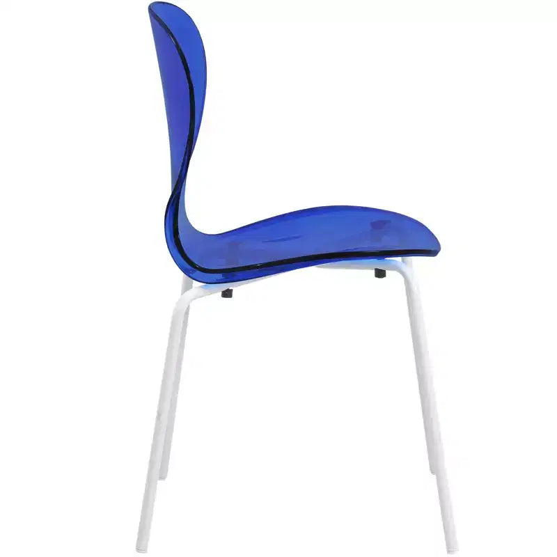 LeisureMod Bristol 5-Piece Dining Set Round Dining Table, 4 Plastic Dining Chairs White Legs