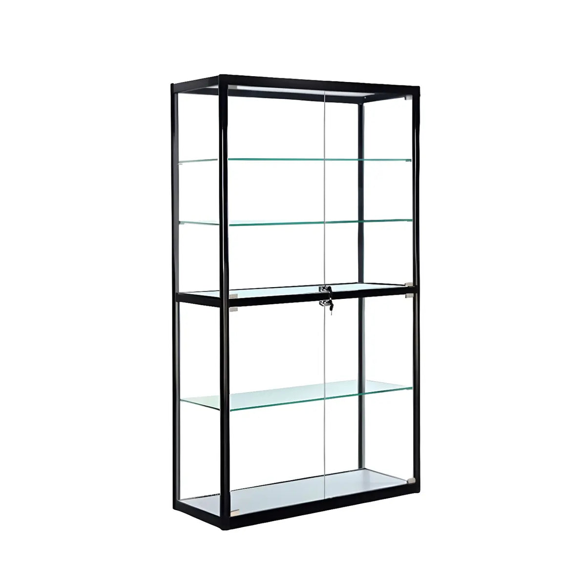 Contemporary Rectangular Black Glass Curio Cabinet