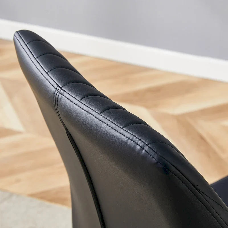 Ensemble de 6 chaises de salle à manger de luxe simples en PU haute résilience avec pieds en métal argenté, chaises d'appoint sans accoudoirs pour cuisine