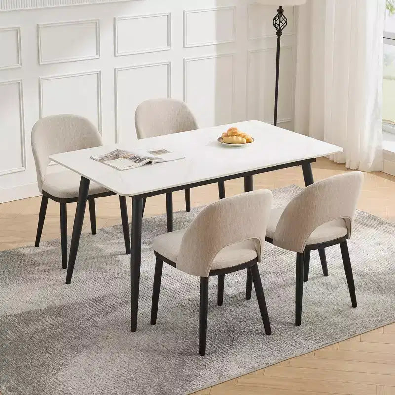 Dining Chairs Set of 4/6, Upholstered Kitchen Dining Room Chair, Linen Fabric Farmhouse Dinner Chair with Leveling Feet for Dining Room, Living Room