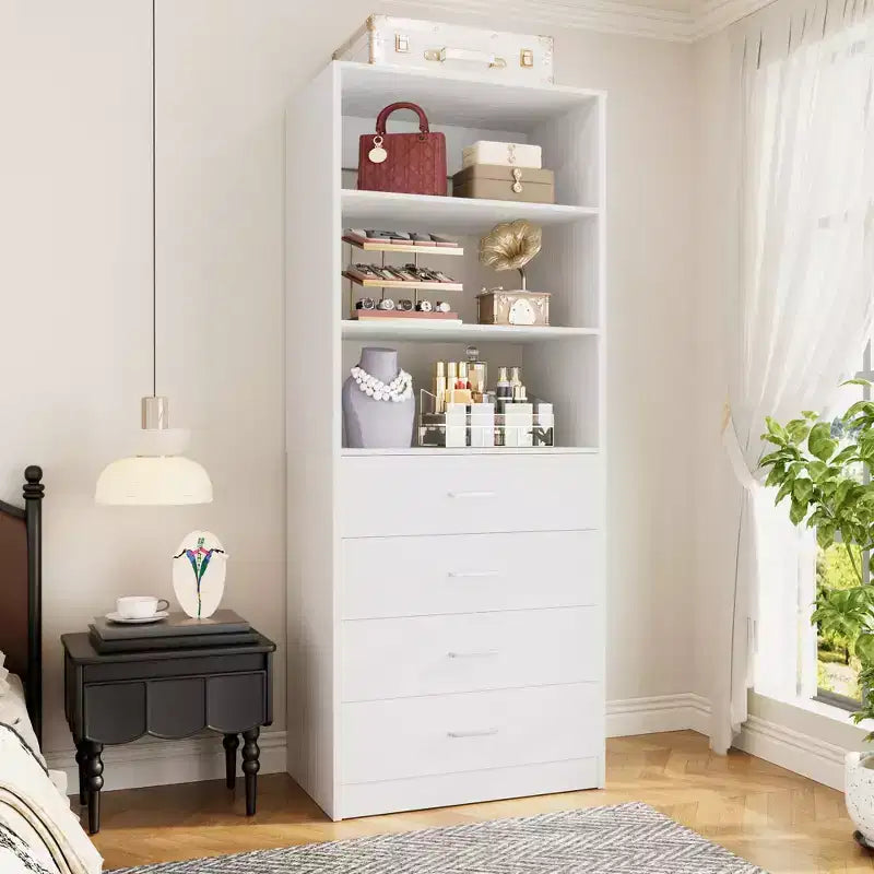 Closet Organizer System with Wood Drawers and Shelves