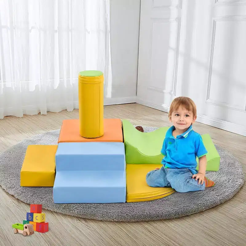 6-in-1 Climb Crawl Activity Play Set for Toddler Indoor Active Play Structure Climbing Crawling Toys Gym Equipment for Boys Girls Colorful