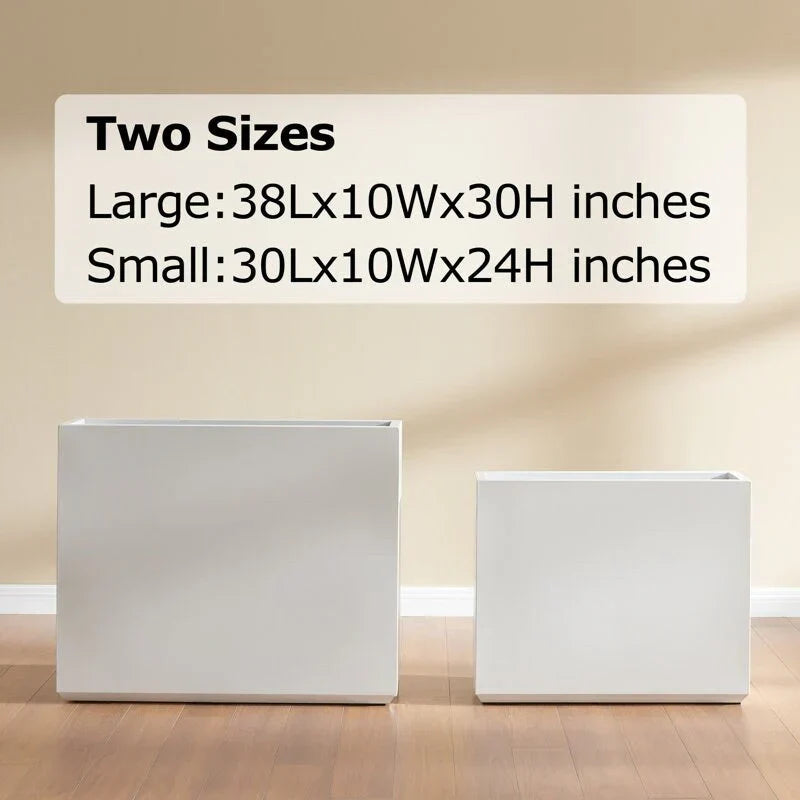 Metallic Heavy Planter for Outdoor Plants, 38Lx10Wx30H Inches Tall and Long Metal Divider Planter Box - 38x30x10