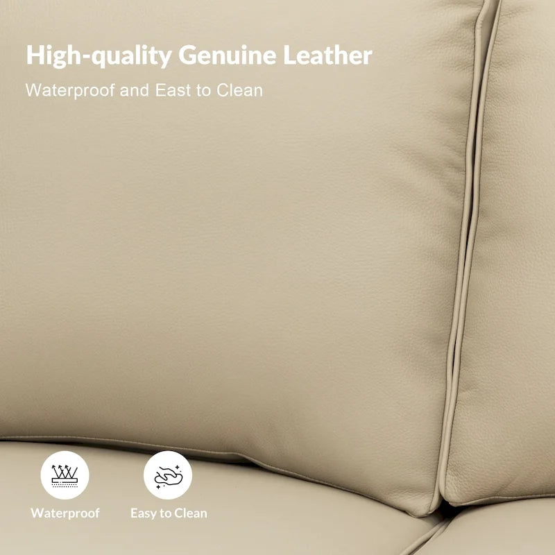 Balvino 81 Wide Transitional Genuine Leather Rolled Arm Sofa with Nailhead Trim and Removable Cushions