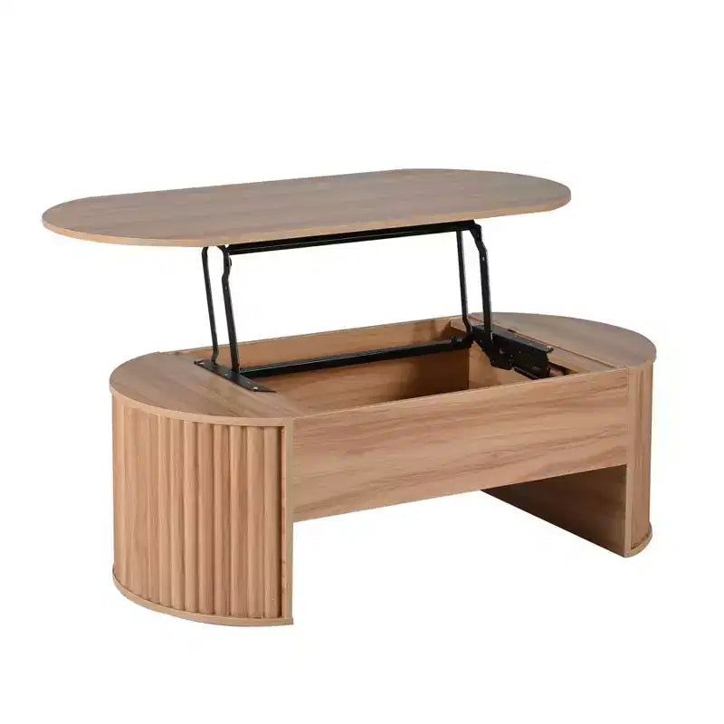 47.2 Lift Top Coffee Table, Oval Wooden Center Table with Hidden Storage, Modern Cocktail Table for Living Room Bedroom Office