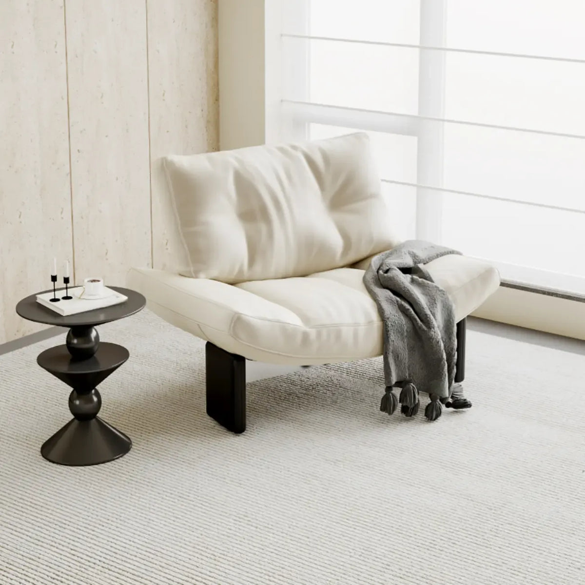 Contemporary Black Tufted Armless Chenille Accent Chair