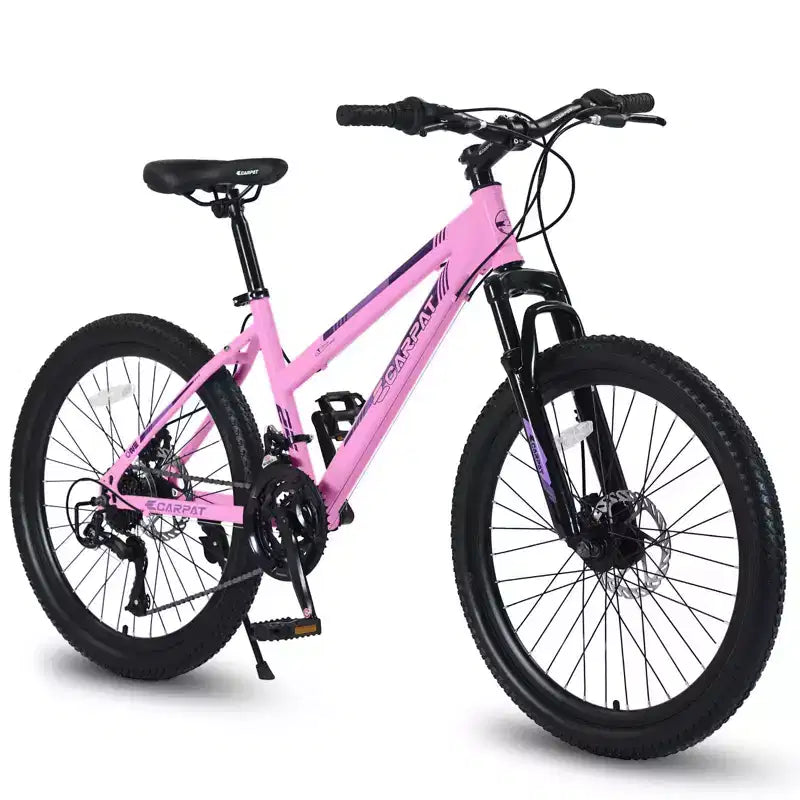 NAYSAYE Bicycle 26 Inch Mountain Bike with 21 Speed Shifter Dual Disc Brakes for Teenagers and Women, Pink, 65*24.8*37.4