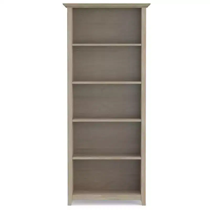 70 Five-Shelf Solid Wood Bookcase - Lacquered Pine, 4 Adjustable Shelves